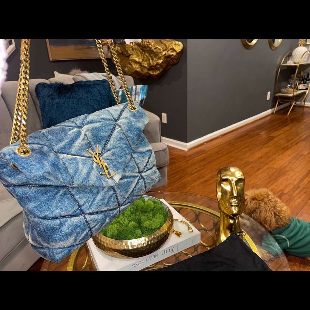 Authentic YSL Small Denim Puffer Bag - Picture 3 of 14